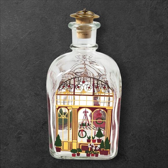 Vintage Holmegaard Christmas Time Decanter Bottle Danish Holiday Glass Gold - Picture 3 of 10